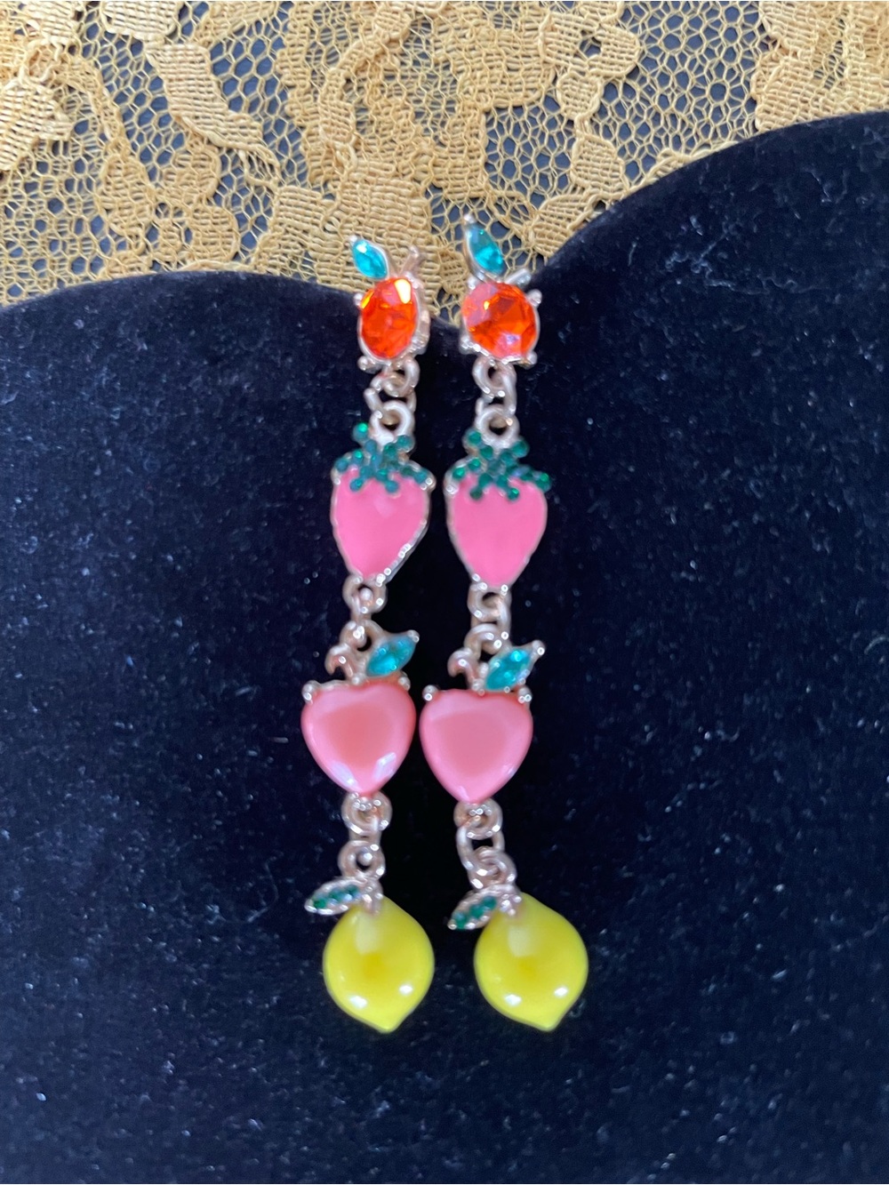 INC Gold-Tone Mixed Stone Fruit Linear Drop Earrings